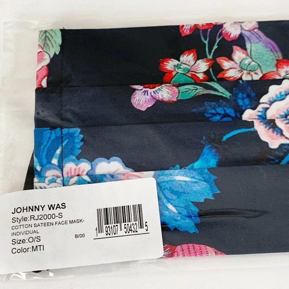 JOHNNY WAS Face Mask Designer Floral Cotton Face Mask